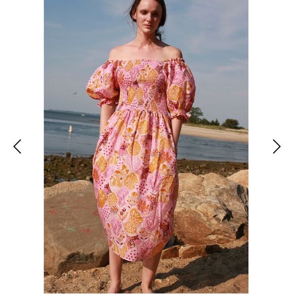 $235 Jessie Zhao Mountain Imagination Smocked Midi Dress NWT XS - Picture 6 of 13